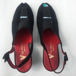 Via Veneto Wedge Peep Toe Sling Back Sandal 41
